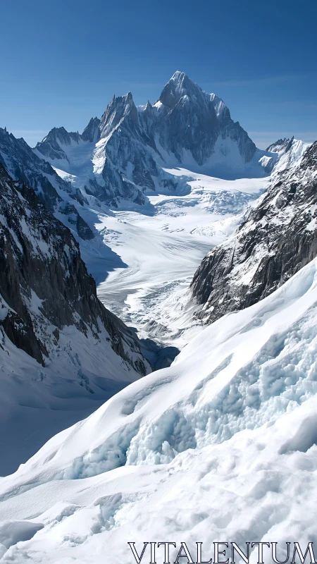 Quiet snowy peaks embracing a sunlit mountain valley.
