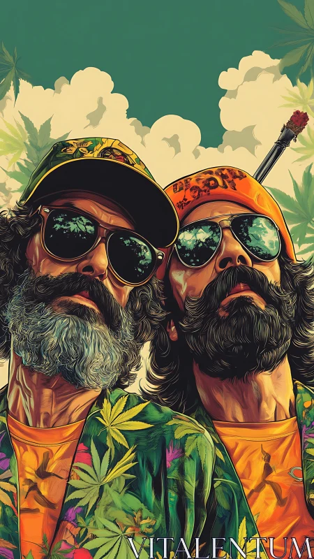 Laid-back bearded duo bask in retro, cannabis-bright sunshine