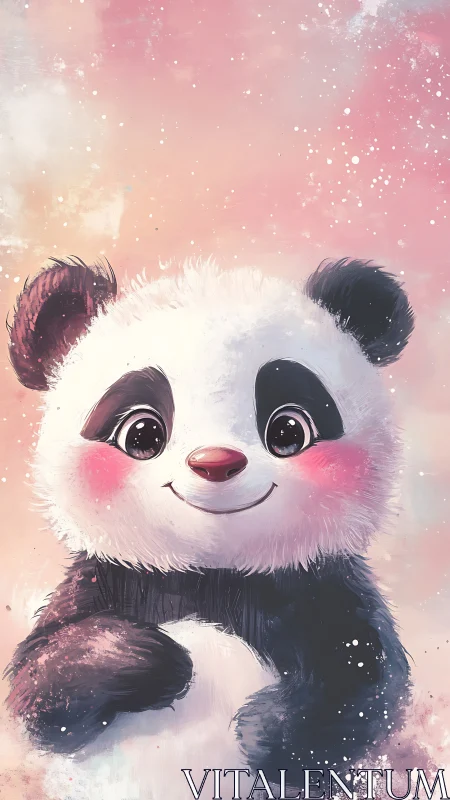 Cute baby panda portrait with pastel dreamy background.