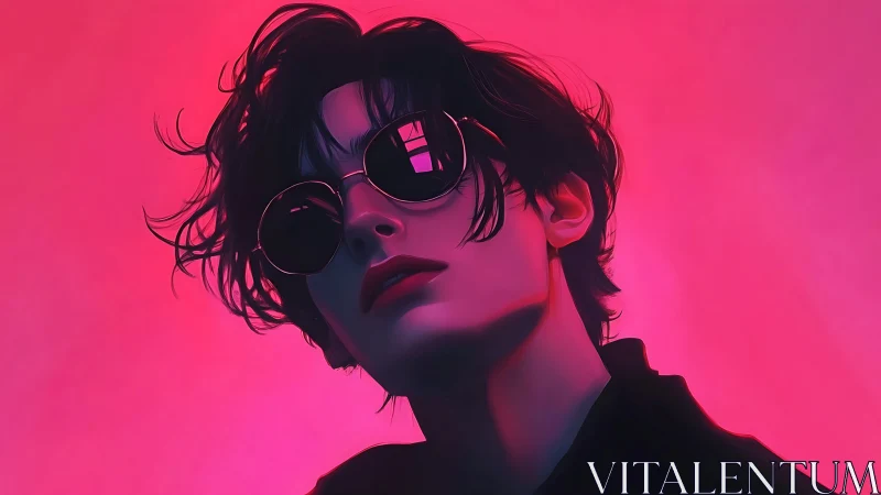 Neon-soaked portrait of a cool, mysterious night dreamer.