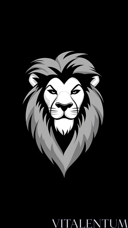 Bold monochrome lion emblem with calm, focused strength.
