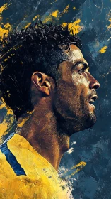 Football portrait captures intense sideline focus, bold color.