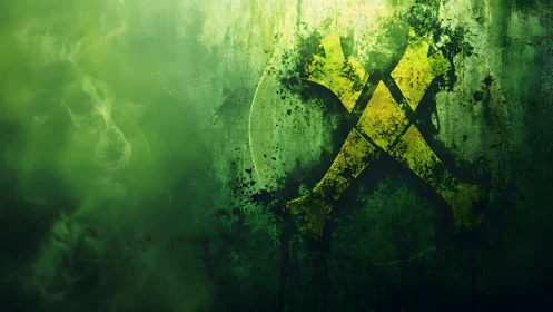 Grungy Green Wall with Crossed Swords Graffiti Street Art.