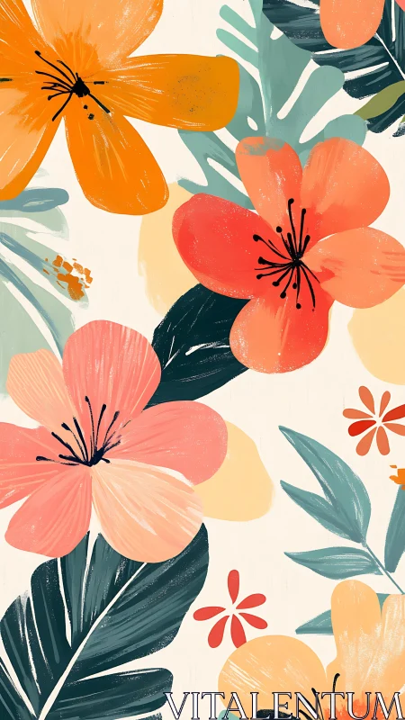 Botanical Bloom Cascade: Modern Florals in Coral & Sage.