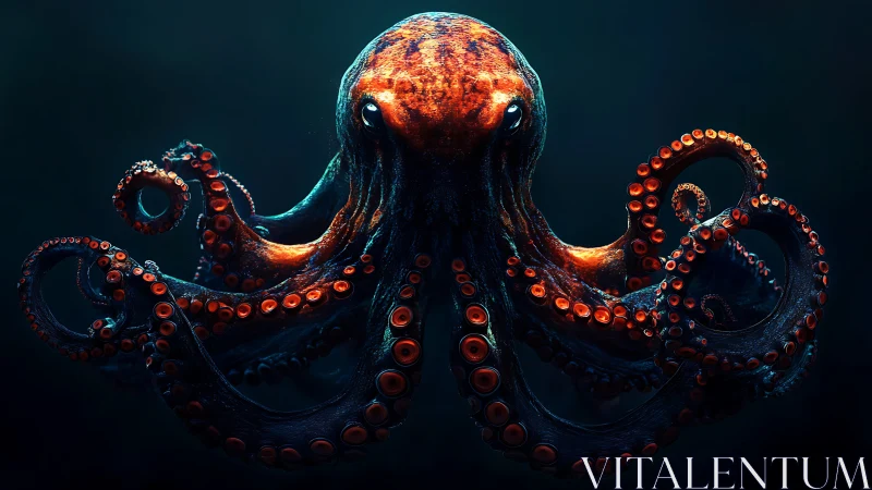 Glow of the deep sea octopus with swirling bright tentacles.