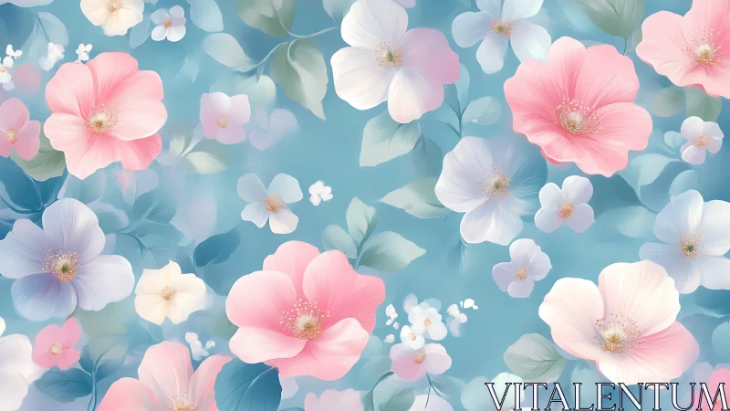 Pastel flower illustration fills frame with layered blossoms