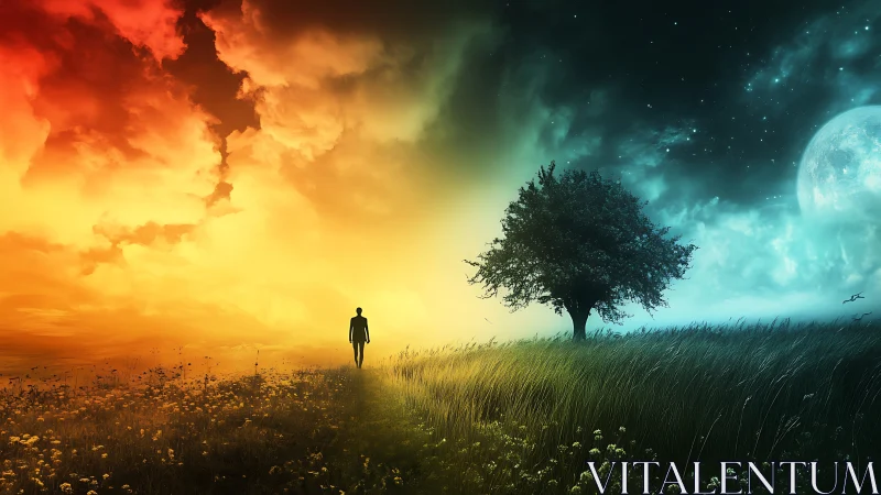 Wandering soul between daybreak glow and moonlit dreams.