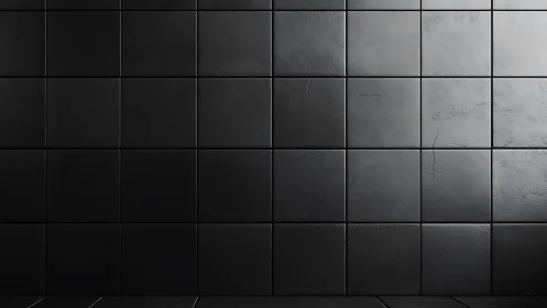 Dark tiled wall surface shows uniform grid and subtle wear