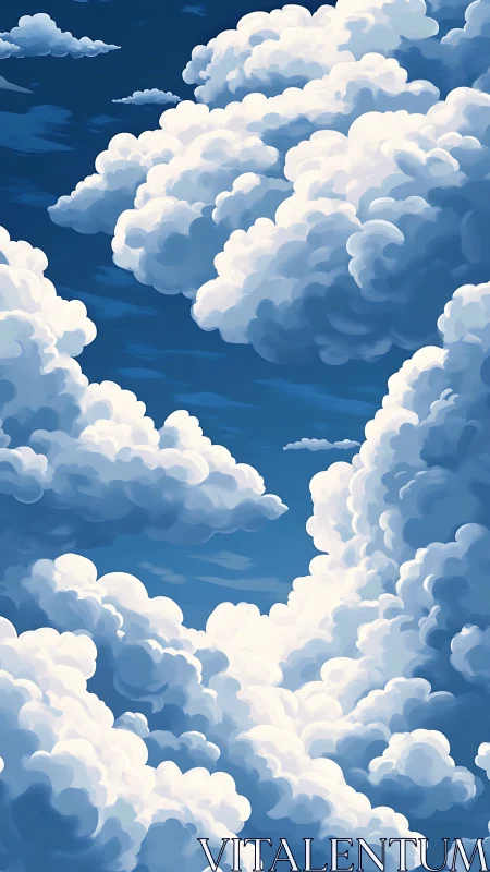 Sunlit cloud canyons drifting through a deep blue sky.