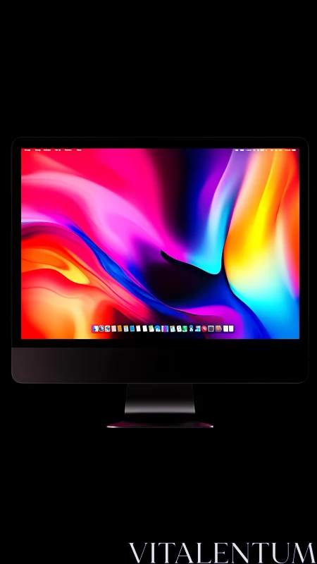 Ultrawide desktop monitor with vivid abstract gradient display.