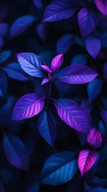 Neon purple foliage rendered in moody bioluminescent light.