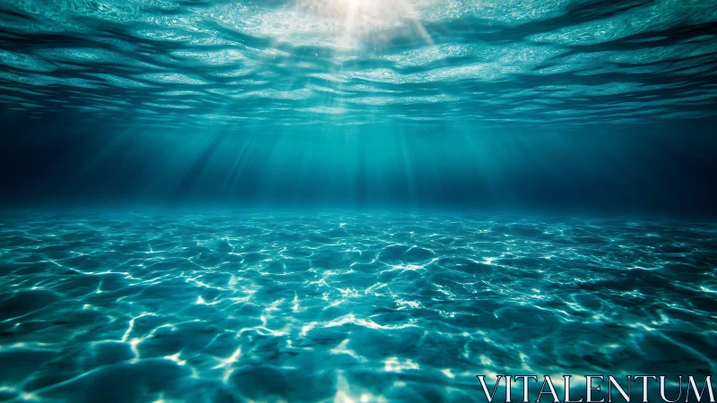 Sunlit ocean floor shimmers under tranquil turquoise waves