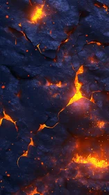 Magma Cracks Burst Through Midnight Stone