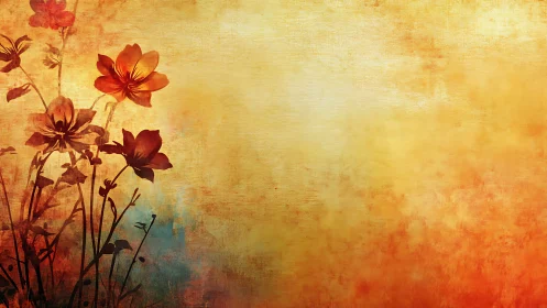 Warm Flowers: Nature's Golden Glow with Vibrant Red Blooms.