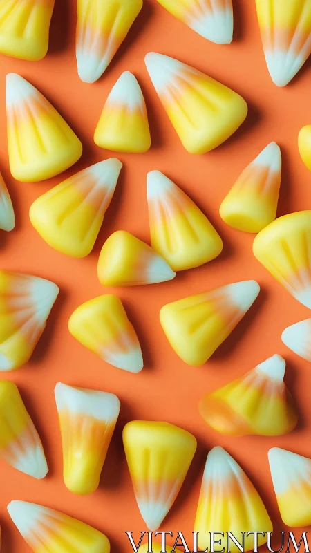 Candy corn delights arranged in cheerful autumn patterns