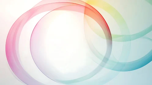 Translucent overlapping color arcs on white gradient field.