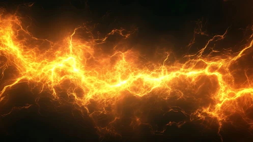 Explosive golden lightning bolts against dark background