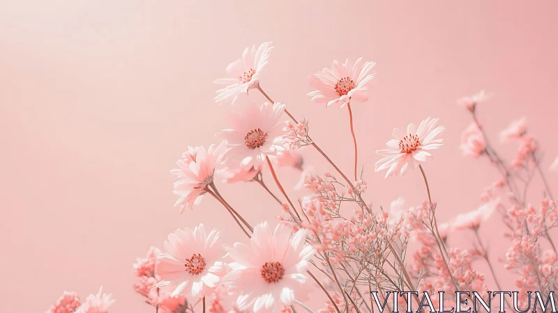 Pink gerbera daisies on soft blurred background with shallow depth