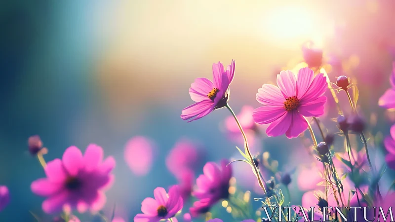 Pink Cosmos Dance: Luminous Garden Reverie.