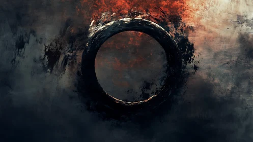 Textured abstract ring with turbulent chiaroscuro field.