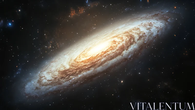 Photorealistic spiral galaxy rendering in deep space panorama.