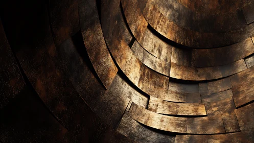 Abstract metallic layers in warm bronze tones, modern texture.
