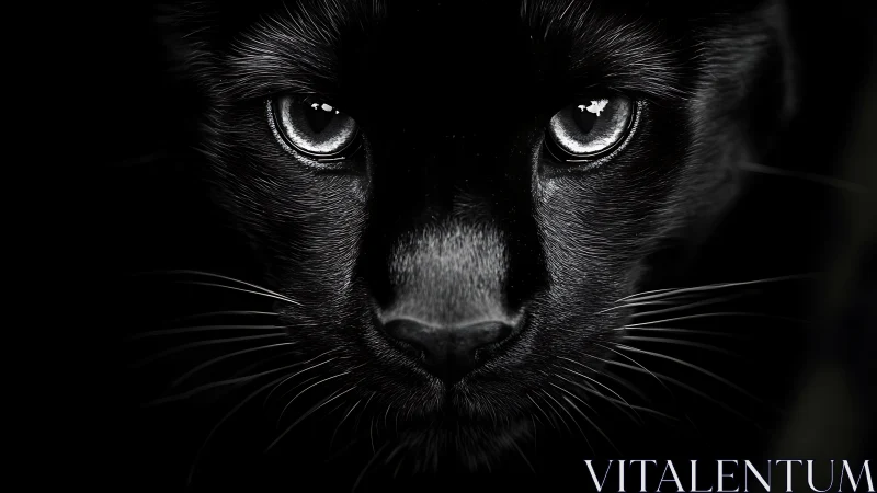 Mesmerizing Dark Feline Gaze Captured in Striking Contrast.