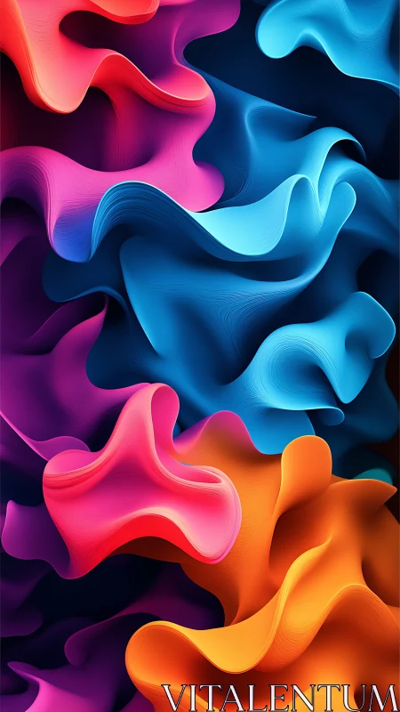 Digital painting of fluid neon ribbons with layered gradients.