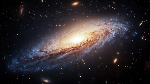 Edge-on spiral galaxy with dense stellar core and dust lanes