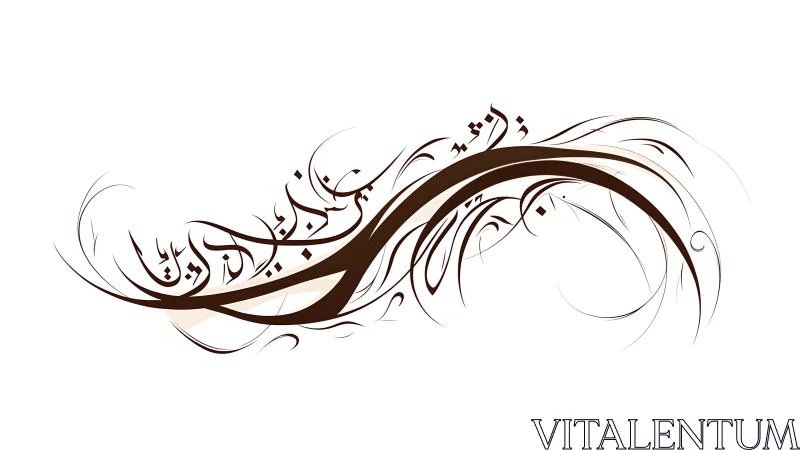 Curved Arabic calligraphy ribbon with dynamic vector flourishes