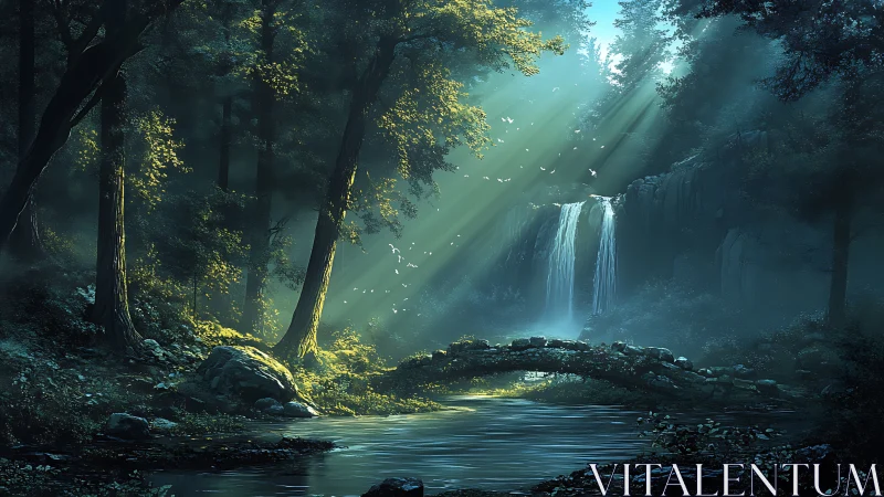 Enchanted Forest Symphony Cascades Where Light Dances