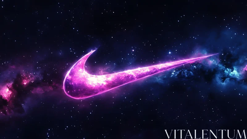 Glowing magenta swoosh streaks like cosmic plasma through space