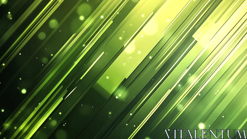 Abstract green light beams with glowing effects in digital art style.