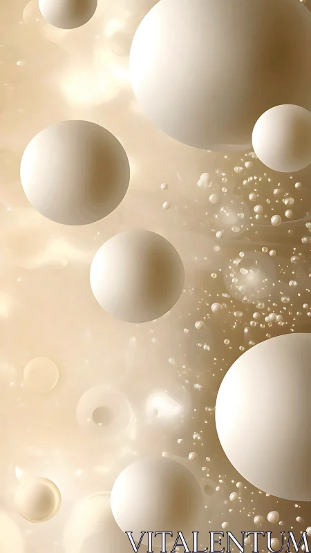 Creamy floating spheres in luminous abstract space.