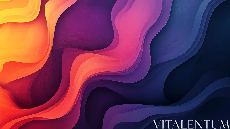 Layered neon waves flow across deep gradient landscape.