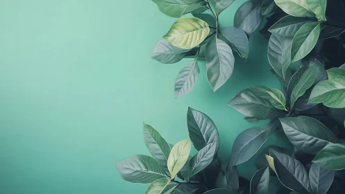 Leafy whispers against minty calm, quiet wall of green.