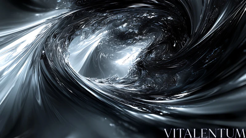 Parametric metallic vortex with high-gloss reflections and dynamic flow