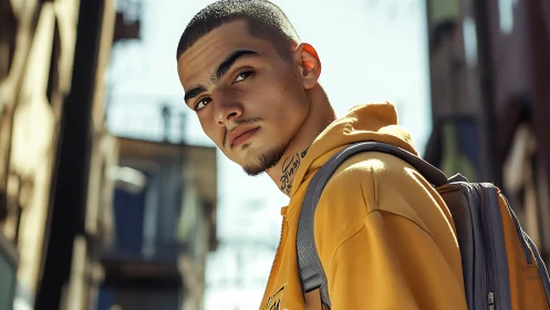 Shallow depth portrait captures urban youth in directional rim light