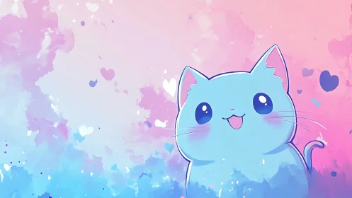 Cotton candy sky kitten beaming pastel heartlight joy.