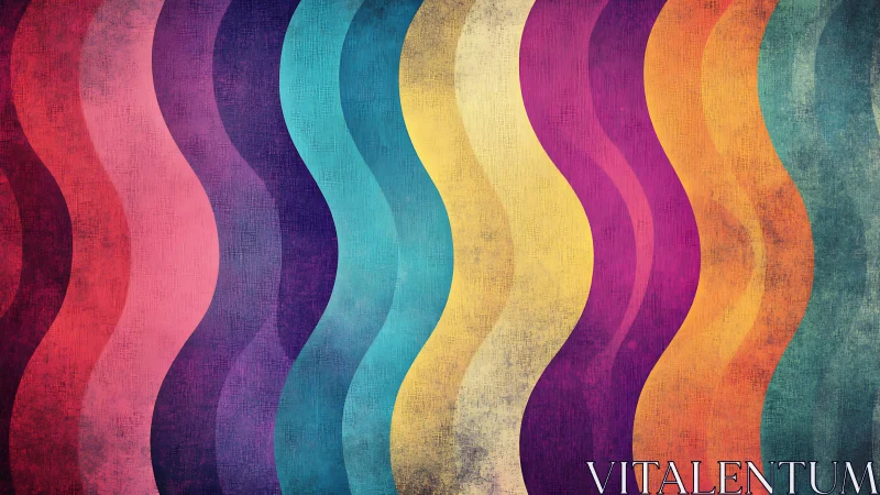 Multiband chromatic sine-wave stripes with textured patina.