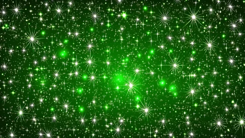 Radial starburst particle field on luminous green vector backdrop.