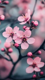 Cherry Blossoms Caught in Dreamy Bloom, Bursting with Spring's Delicate Passion