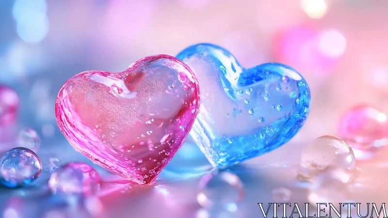 Glowing Crystal Hearts Shimmering in Pastel Light
