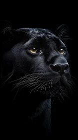 Black Panther Portrait with Golden Eyes.