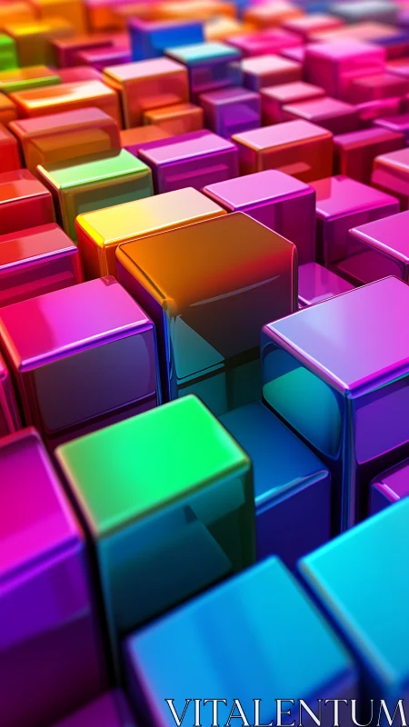 Colorful 3D glossy cubes forming dense geometric grid.