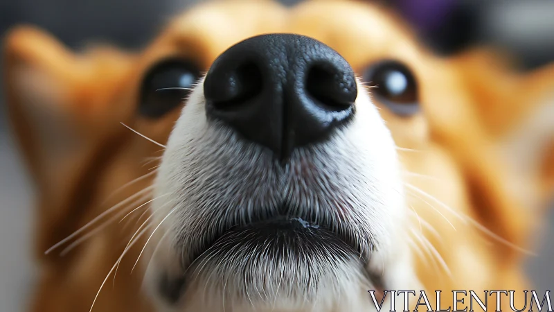 Ultra close-up canine snout with shallow depth of field focus.
