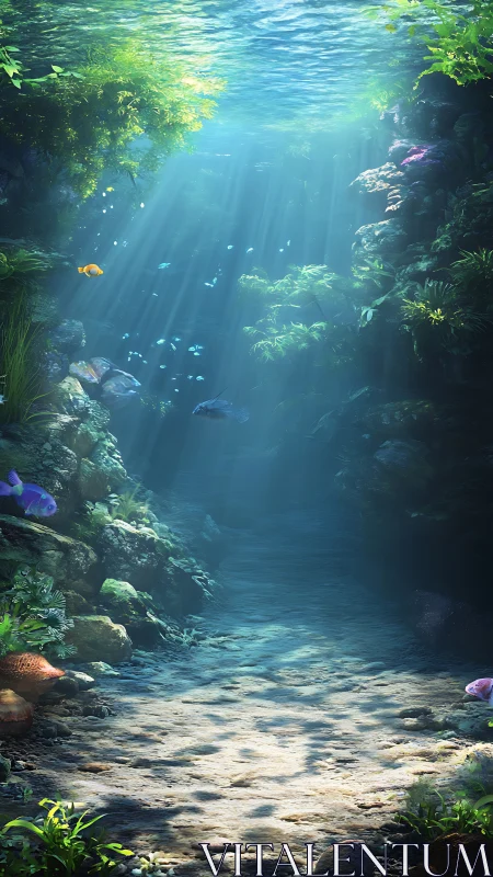 Sunlit Coral Pathway Where Quiet Fish Guard Daydreams.