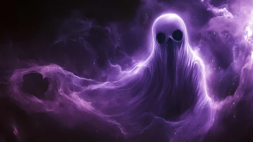Purple spectral entity formed from swirling cosmic mist.