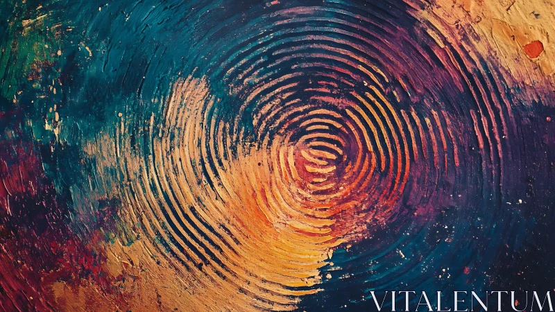 Radiant Colorful Ripples Swirling Through Textured Paint.