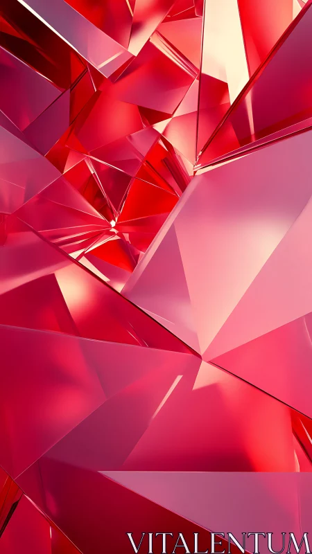 Red crystalline facets form sharp abstract geometric composition